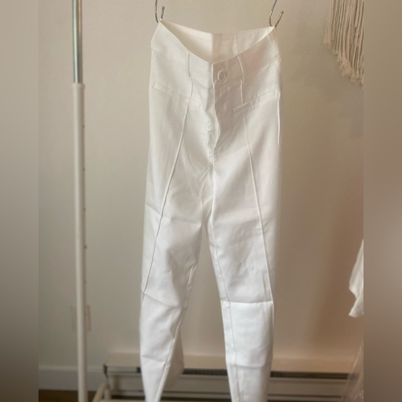 Solid stitch straight leg trousers - White - Picture 3 of 4